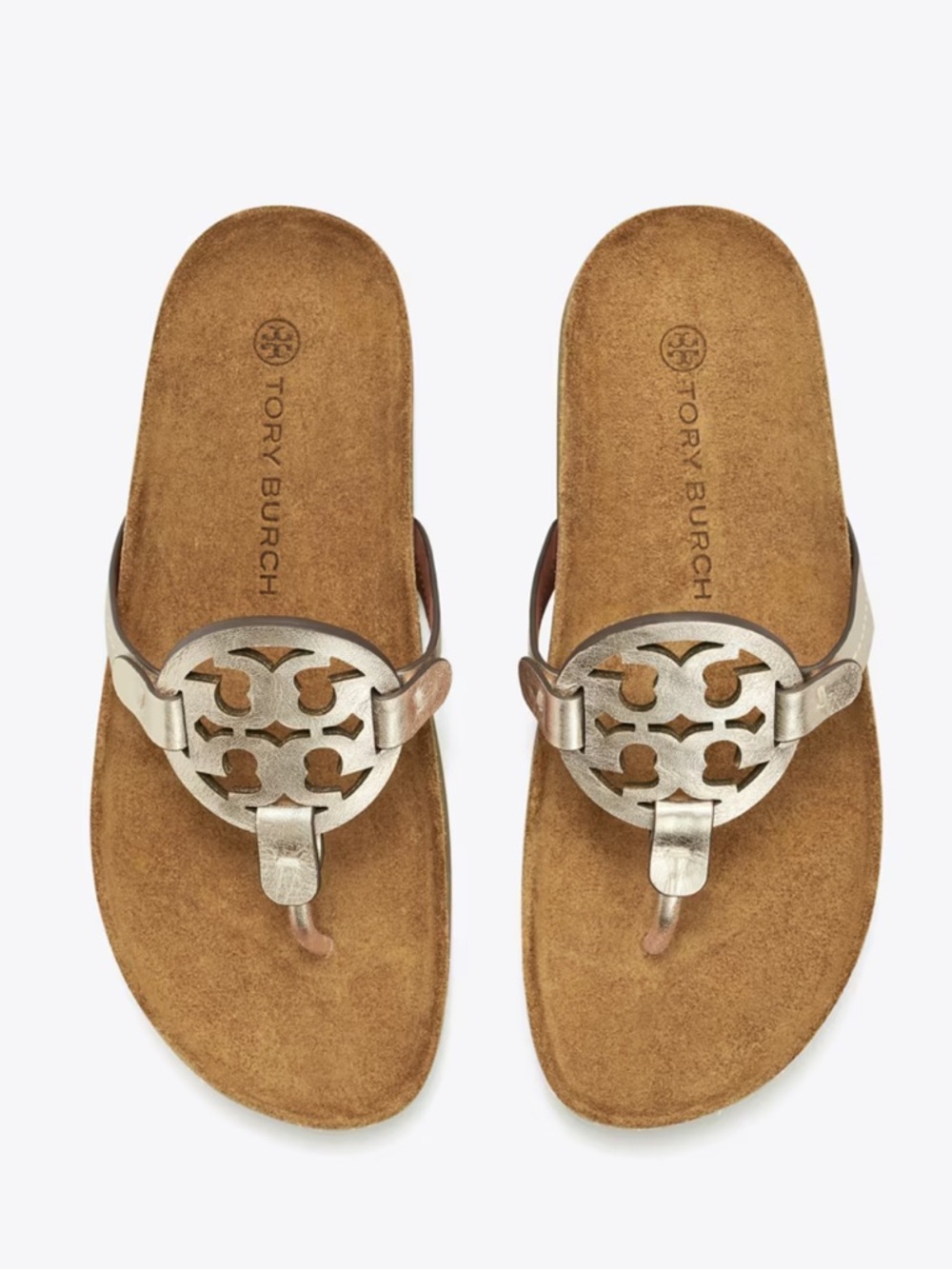Tory Burch Miller Cloud Sandal in Spark Gold/ Natural Size 9